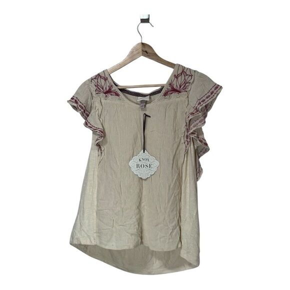 Knox Rose Flutter Sleeve Embrodered Top XS - Picture 3 of 9